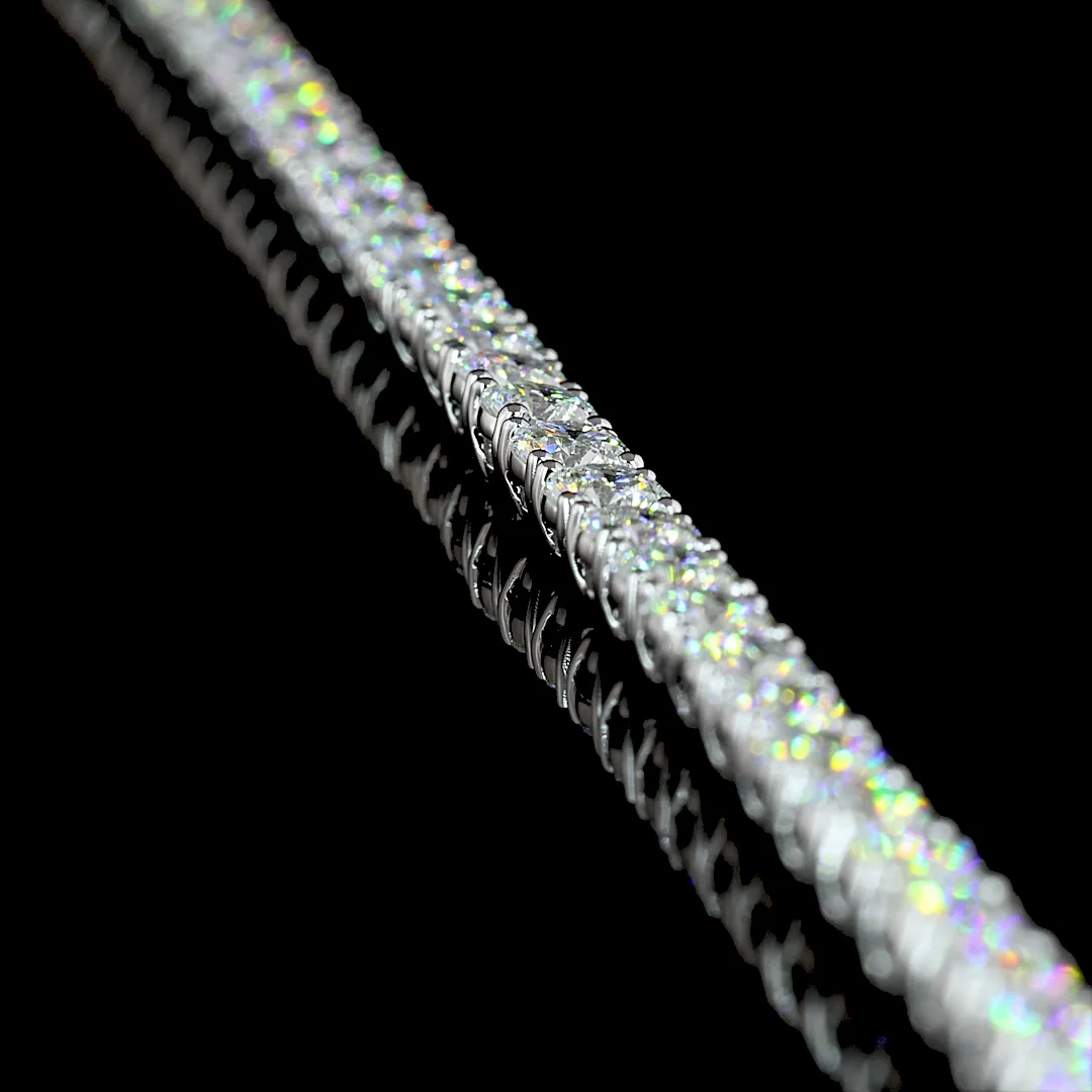 15.35 Cts 14k White Gold Round Shape Tennis Necklace - Image 2