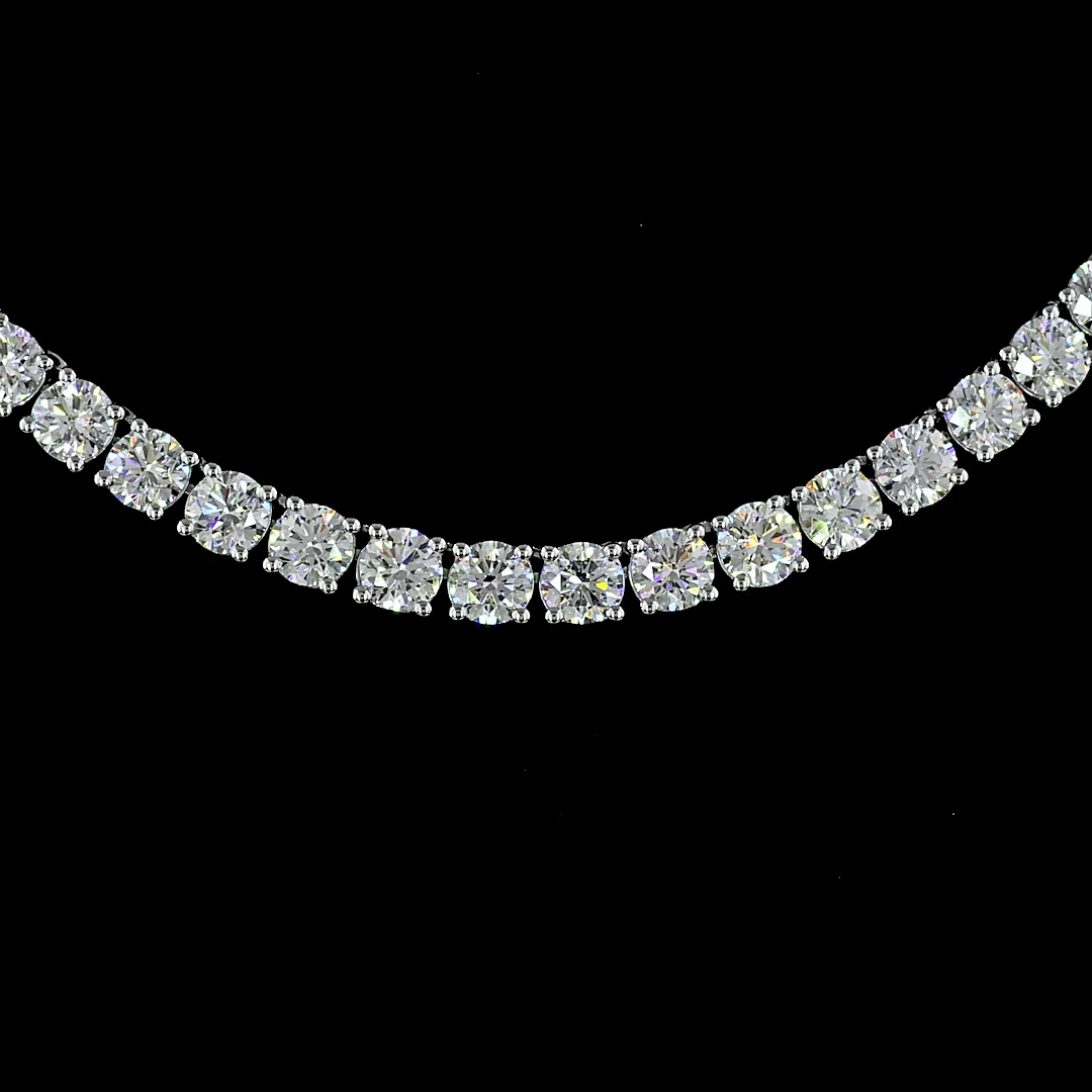15.35 Cts 14k White Gold Round Shape Tennis Necklace - Image 3