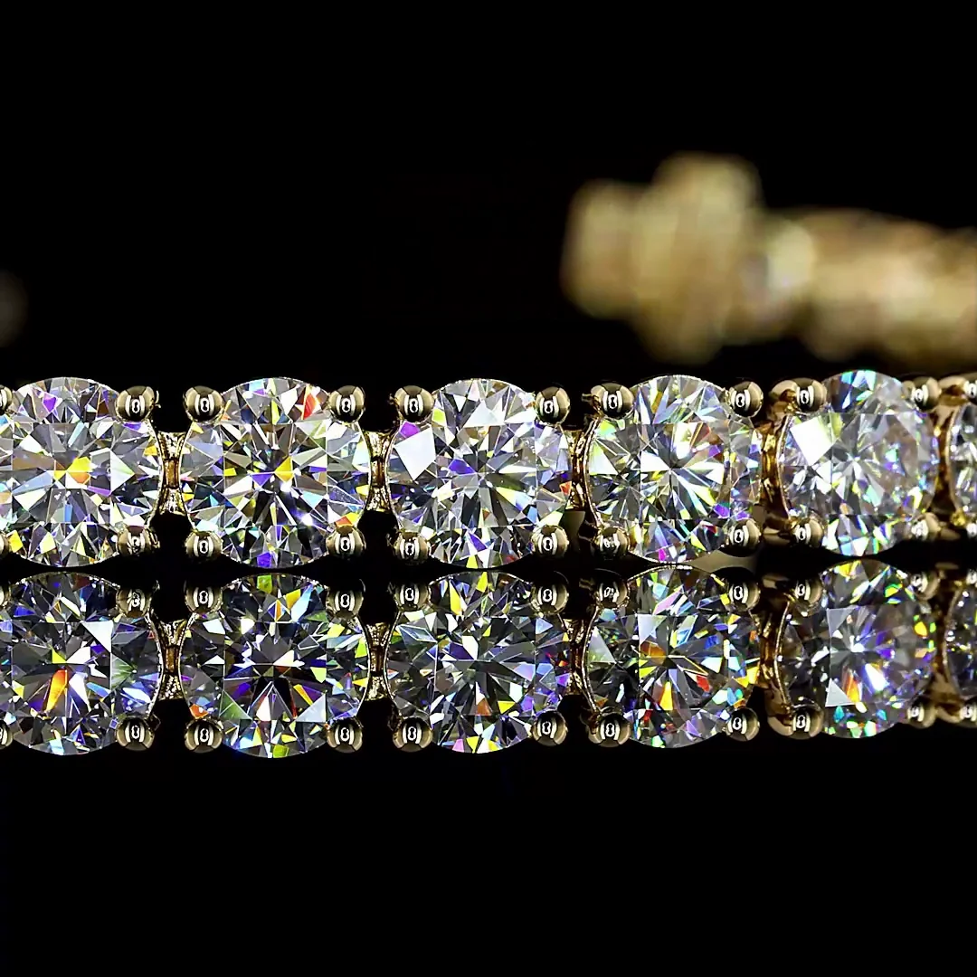 9.67 Cts 14k Yellow Gold Round Shape Tennis Bracelet - Image 2