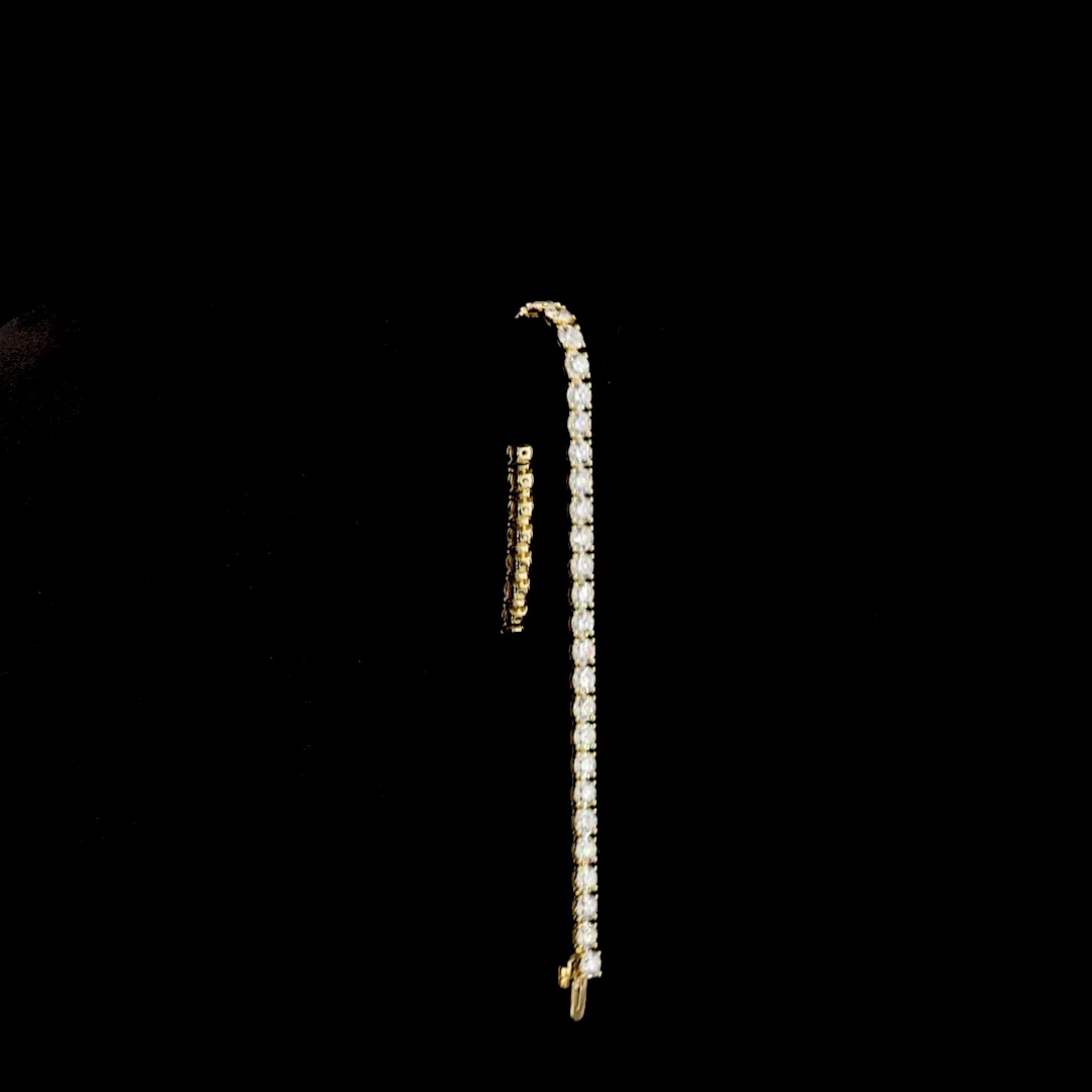 9.67 Cts 14k Yellow Gold Round Shape Tennis Bracelet - Image 3