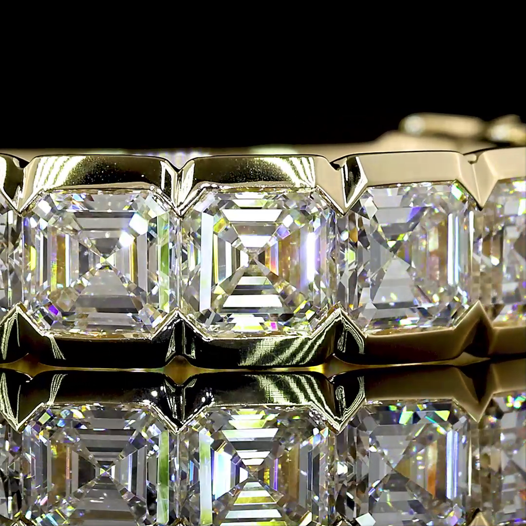 3.96 Cts 14k Yellow Gold Asscher Shape 3/4 Band Eternity Band - Image 3