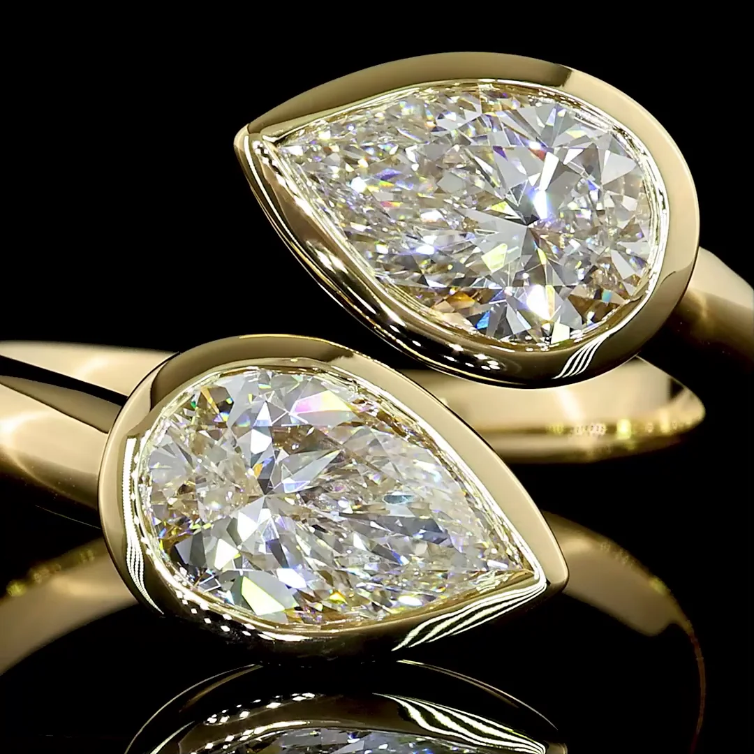 2.02 Cts 14k Yellow Gold Pear Shape Special Ring - Image 3