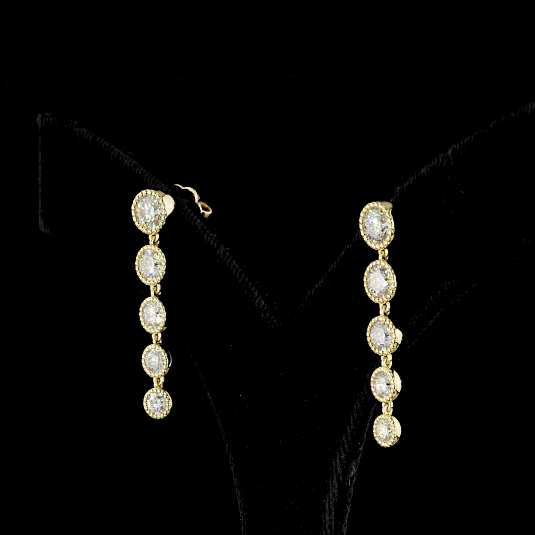 2.83 Cts 14k Yellow Gold Round Shape Hanging Earring - Image 2