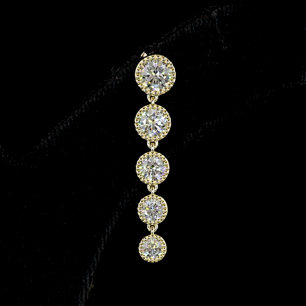 2.83 Cts 14k Yellow Gold Round Shape Hanging Earring - Image 3