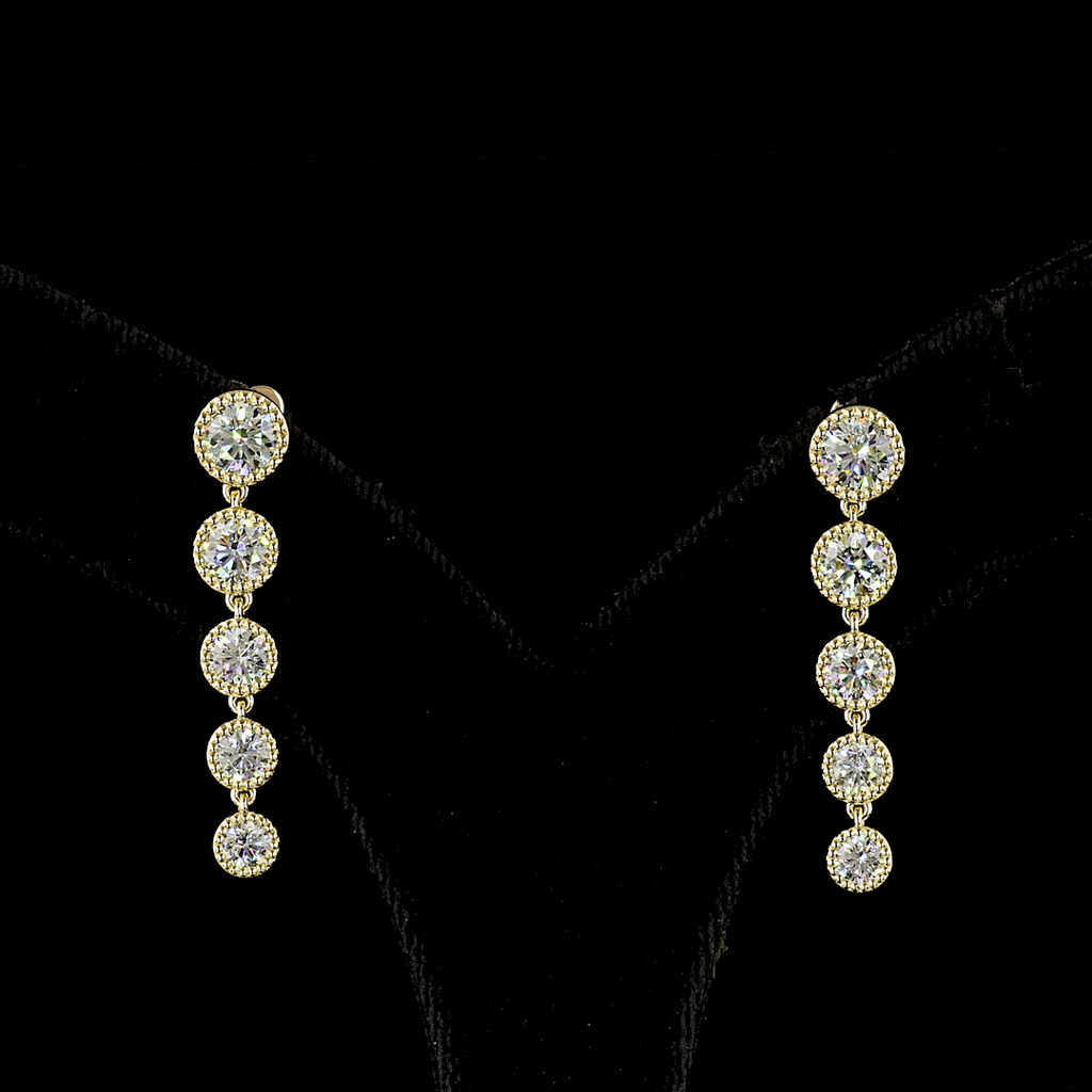 2.83 Cts 14k Yellow Gold Round Shape Hanging Earring - Video