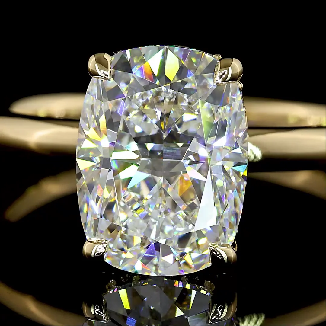 2.73 Cts 14k Yellow Gold Cushion Brilliant Shape Hidden Halo Ring - Image 3