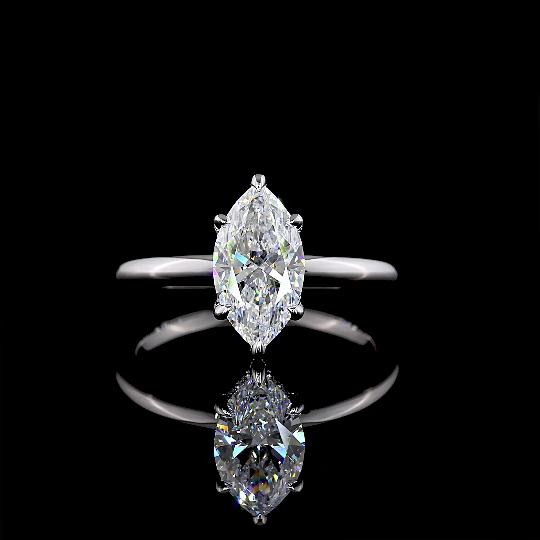 1.57 Cts 14k White Gold Marquise Shape Hidden Halo Ring - Video
