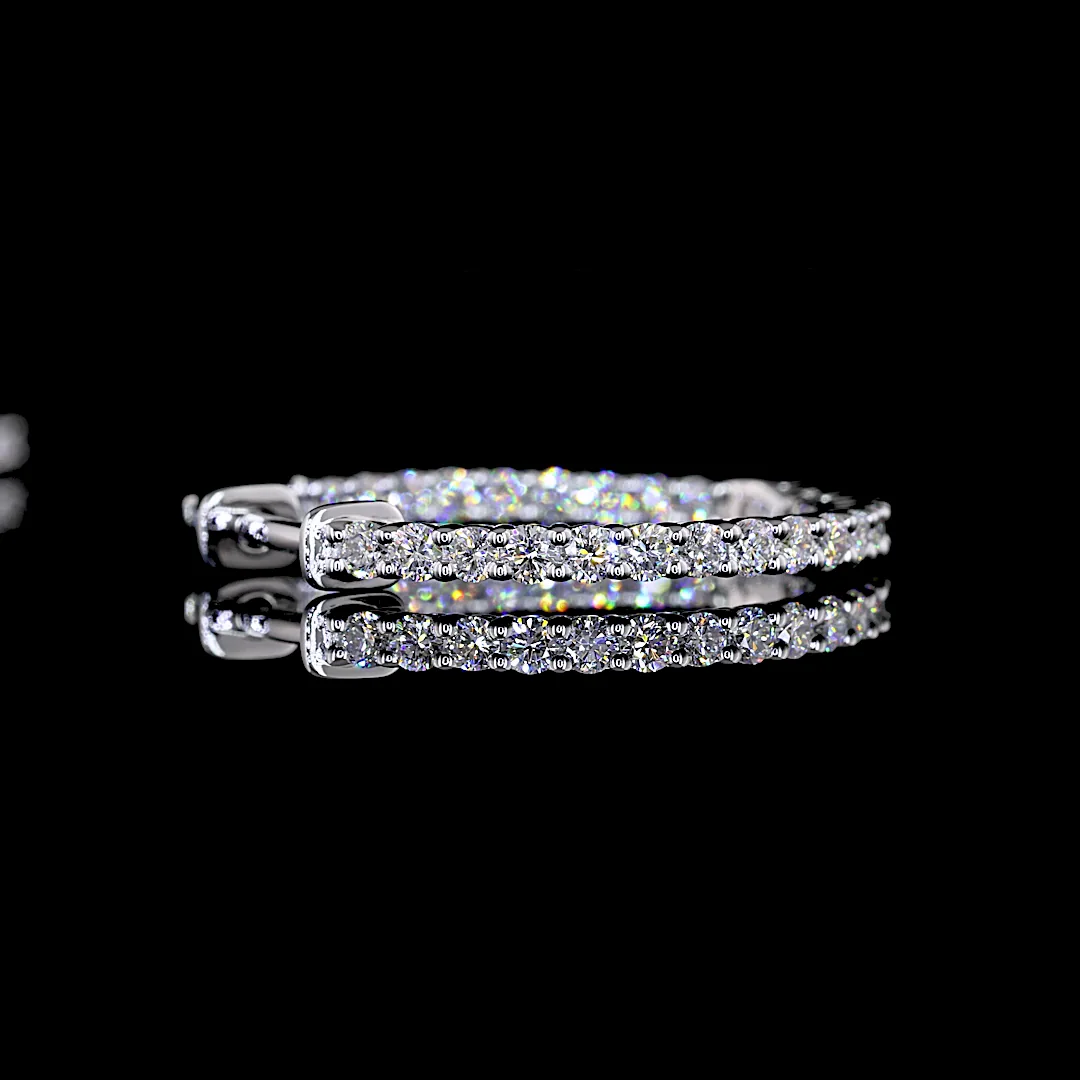 1.87 Cts 14k White Gold Round Shape Hoops Earring - Image 2