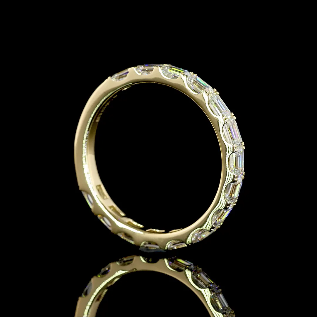 1.39 Cts 14k Yellow Gold Emerald Shape 3/4 Band Eternity Band - Image 2