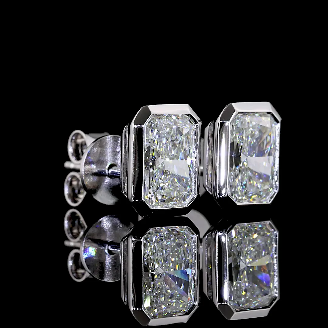 2.05 Cts 14k White Gold Radiant Shape Studs Earring - Image 2
