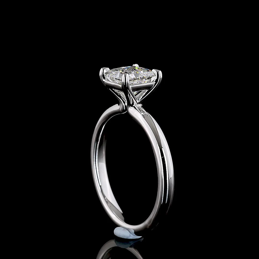 1.55 Cts 14k White Gold Princess Shape Solitaire Ring - Image 2