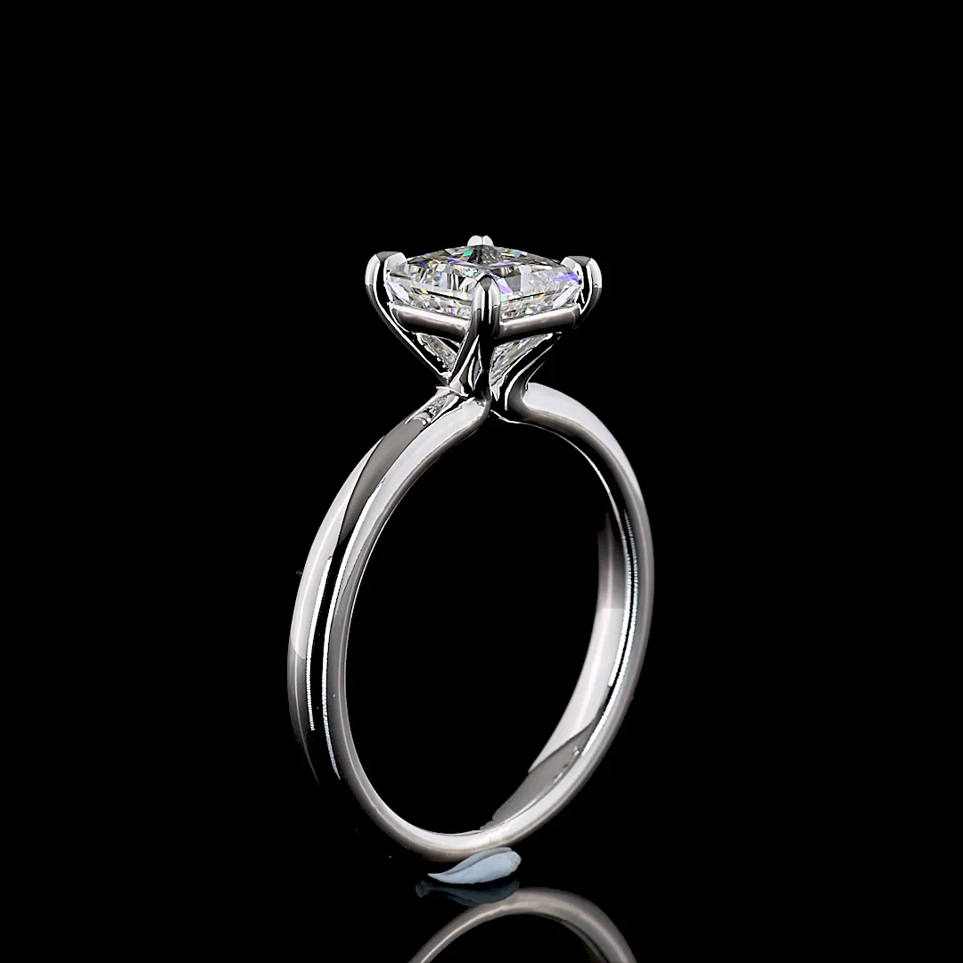 1.55 Cts 14k White Gold Princess Shape Solitaire Ring - Image 4