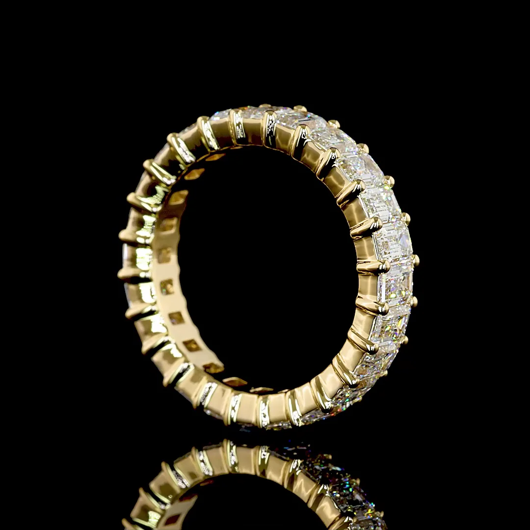 3.83 Cts 18k Yellow Gold Emerald Shape Eternity Band Eternity Band - Image 2