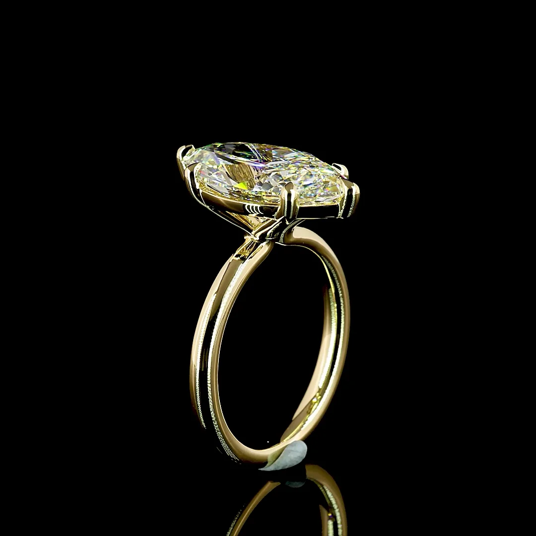 5.2 Cts 14k Yellow Gold Marquise Shape Solitaire Ring - Image 4