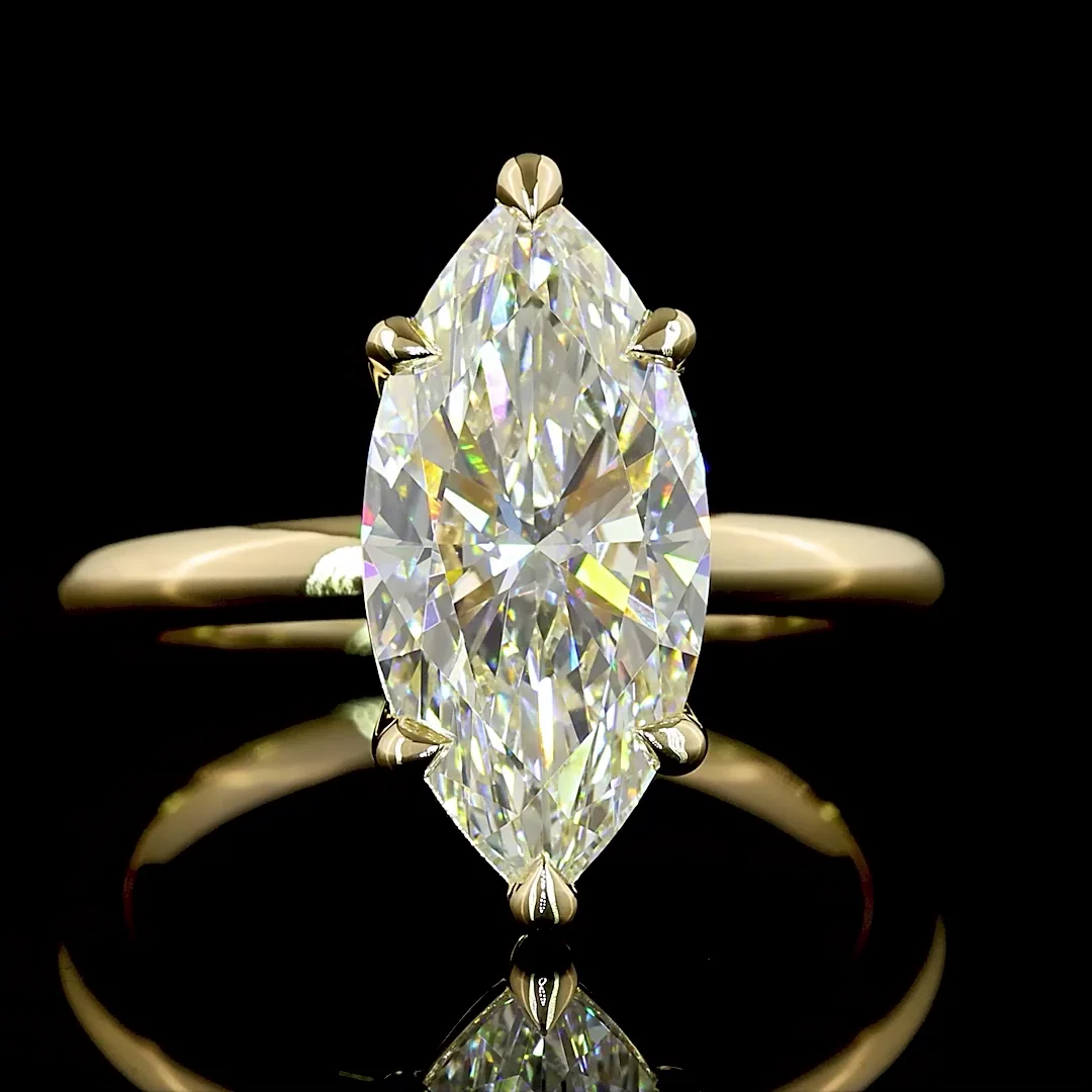 3.22 Cts 14k Yellow Gold Marquise Shape Solitaire Ring - Image 3