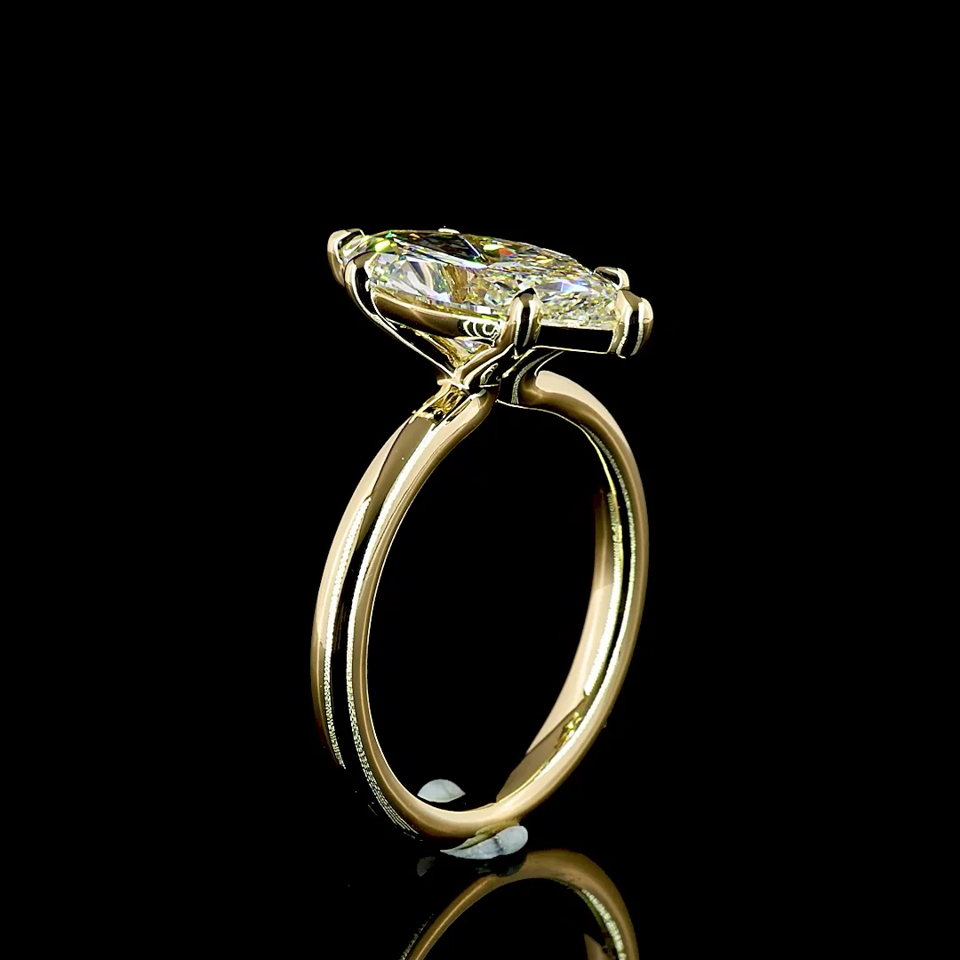 3.22 Cts 14k Yellow Gold Marquise Shape Solitaire Ring - Image 4
