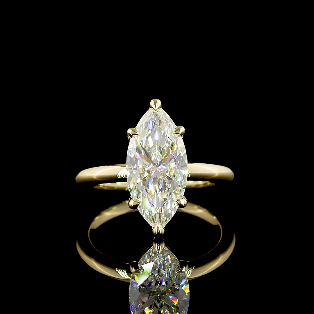 3.22 Cts 14k Yellow Gold Marquise Shape Solitaire Ring - Video