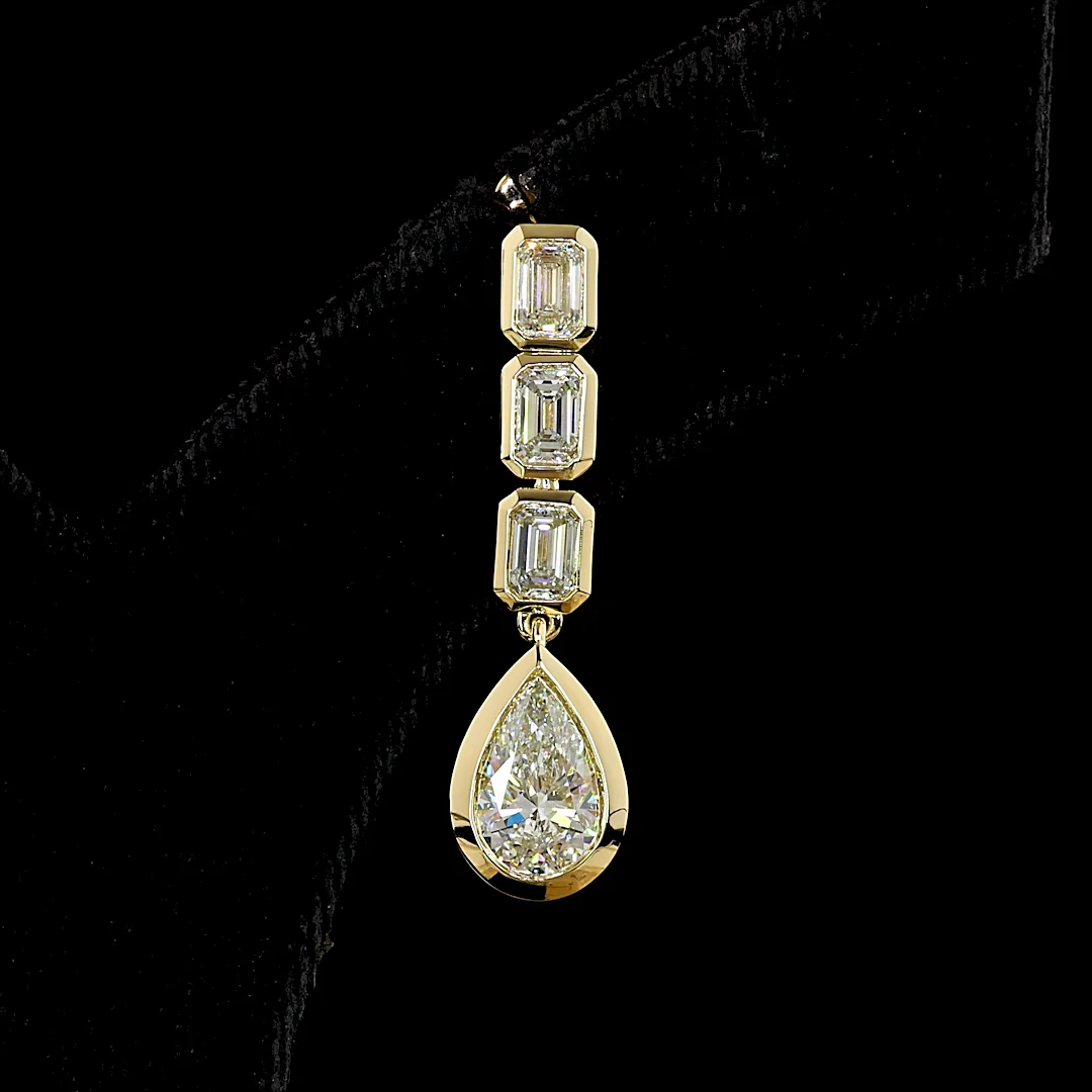 5.09 Cts 14k Yellow Gold Mix Shape Hanging Earring - Image 3