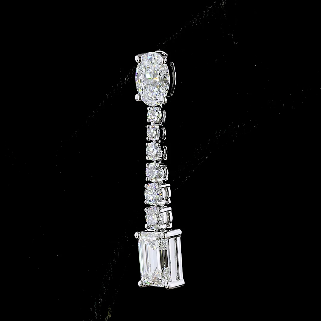 4.98 Cts 14k White Gold Mix Shape Hanging Earring - Image 4