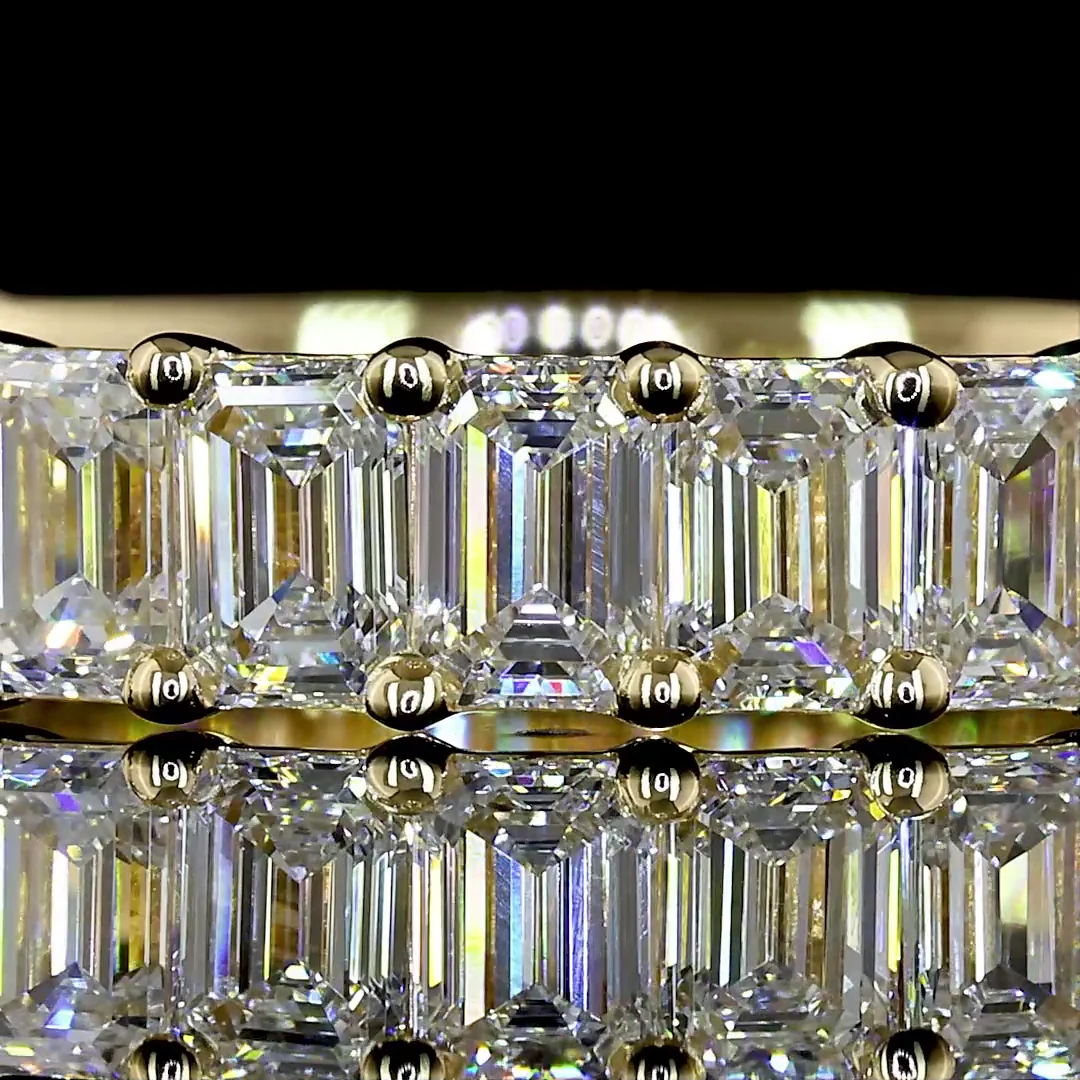 2.28 Cts 14k Yellow Gold Emerald Shape 3/4 Band Eternity Band - Image 3