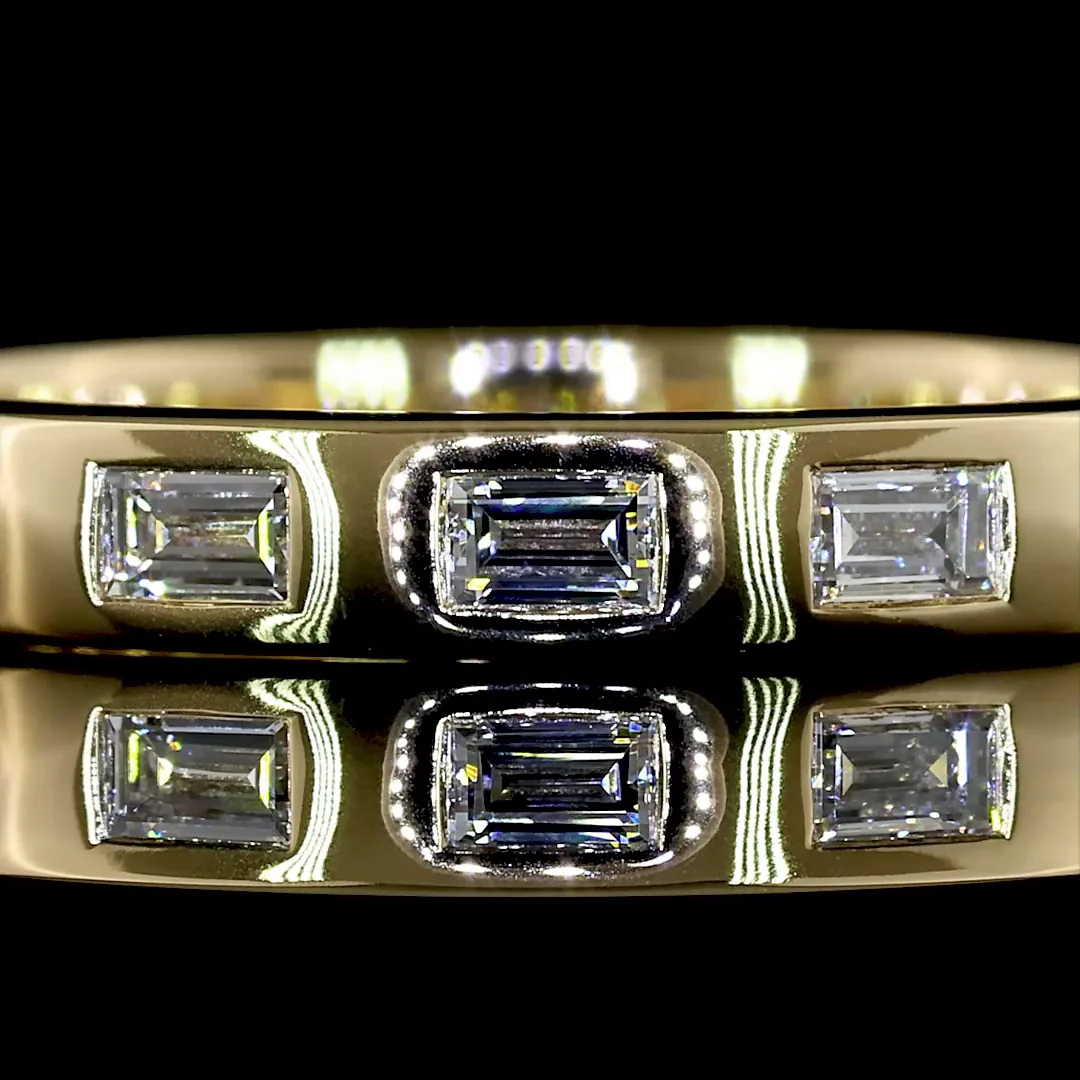 0.44 Cts 14k Yellow Gold Baguette Shape 3/4 Band Eternity Band - Image 3