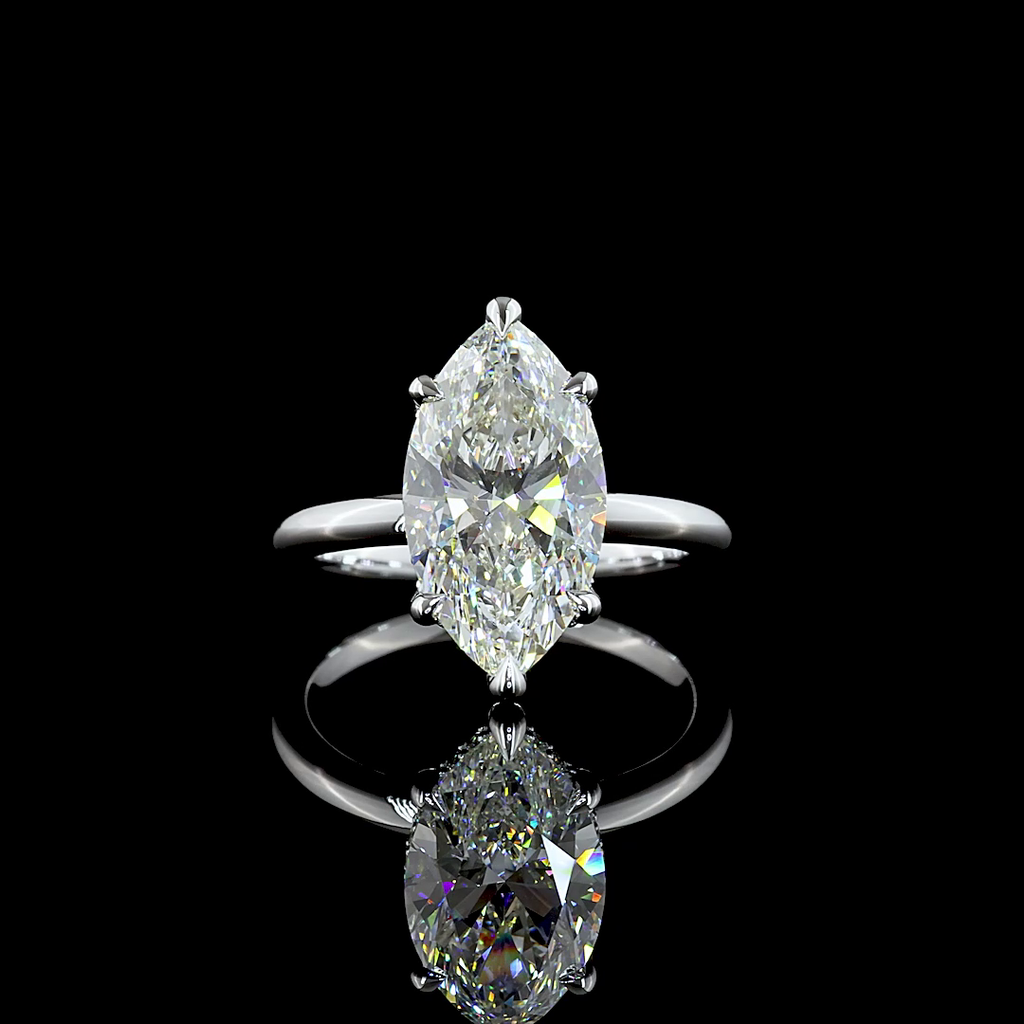 4.25 Cts 14k White Gold Marquise Shape Hidden Halo Ring - Video