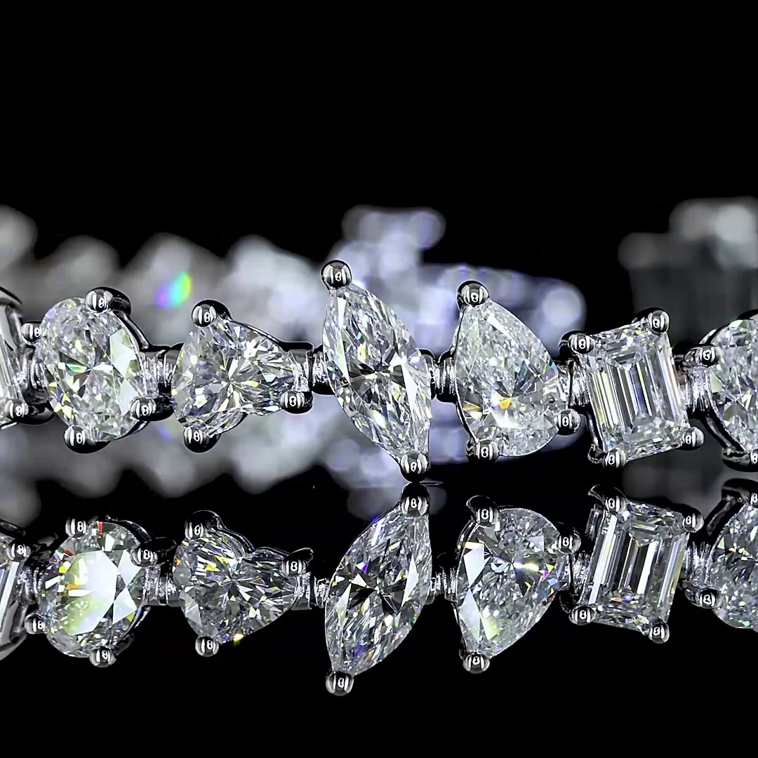 6.92 Cts 14k White Gold Mix Shape Tennis Bracelet - Image 2