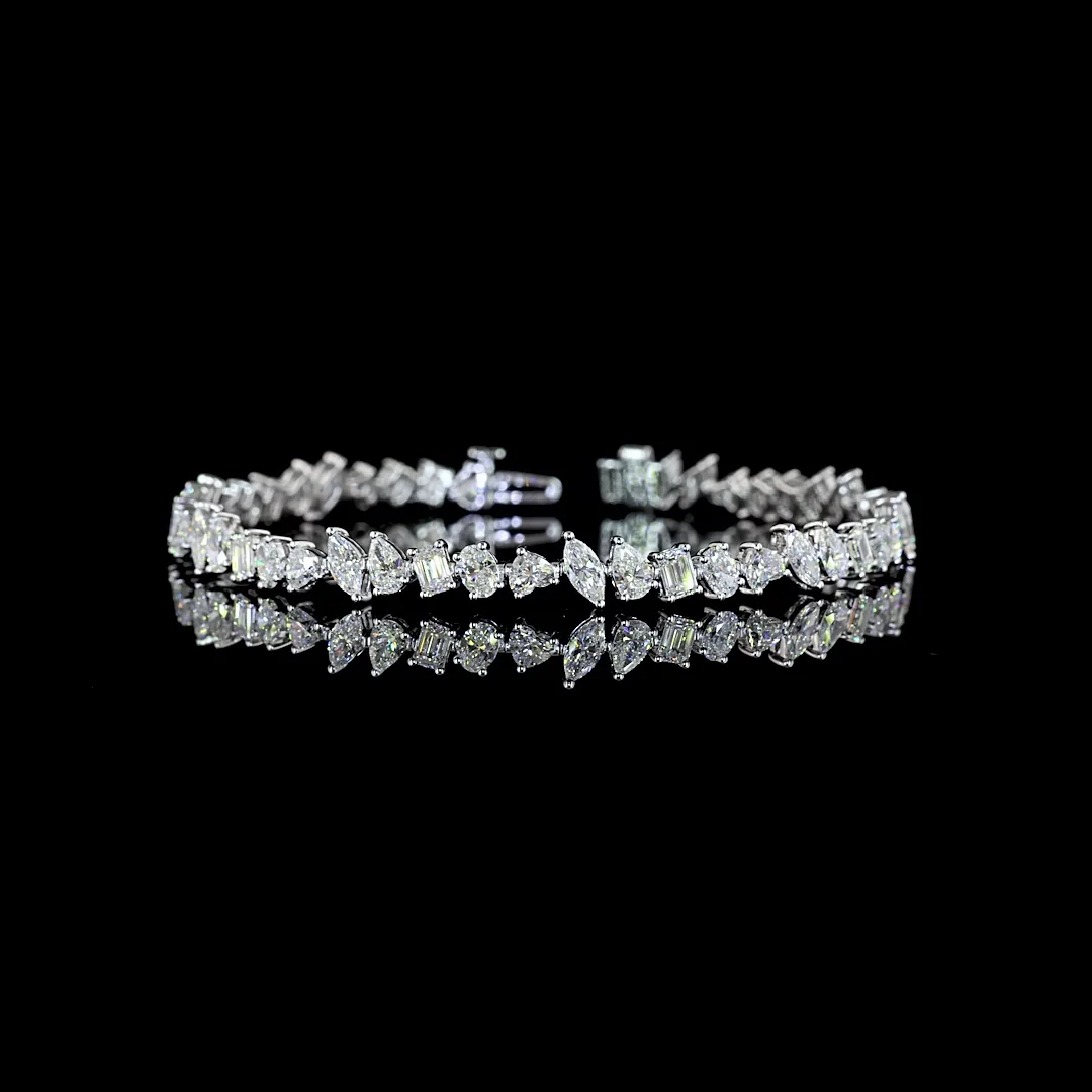6.92 Cts 14k White Gold Mix Shape Tennis Bracelet - Video