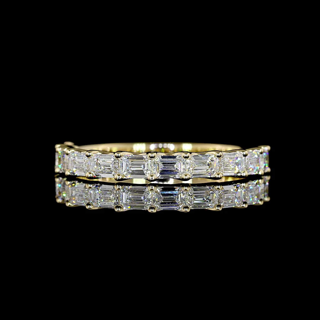 1.06 Cts 14k Yellow Gold Emerald Shape Half Eternity Eternity Band - Video
