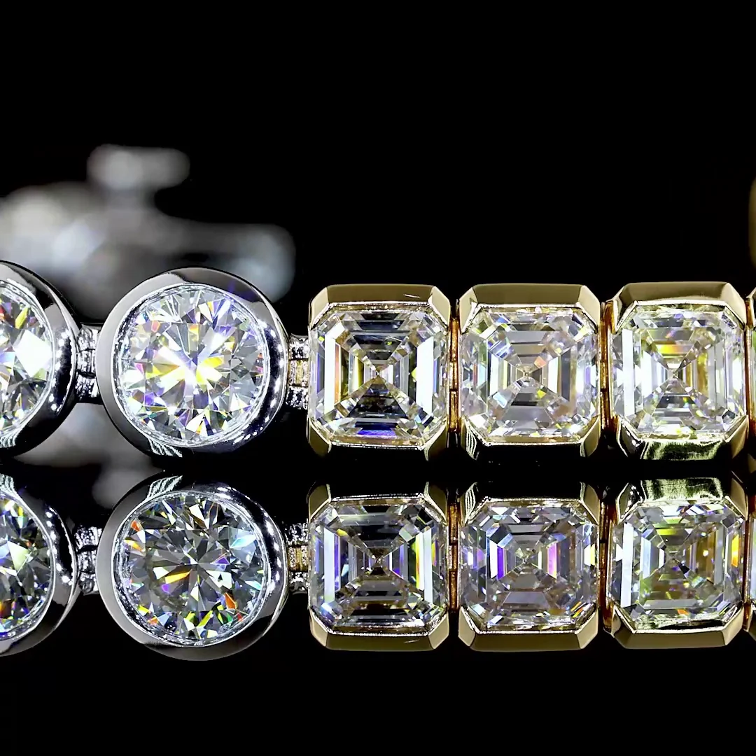 10.83 Cts 14k Two Tone Mix Shape Tennis Bracelet - Image 2