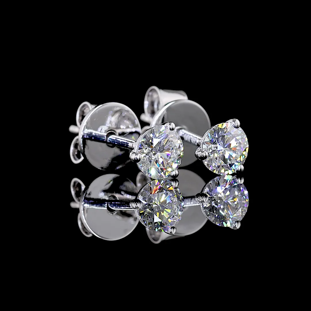 0.52 Cts 14k White Gold Round Shape Martini Earring - Image 2