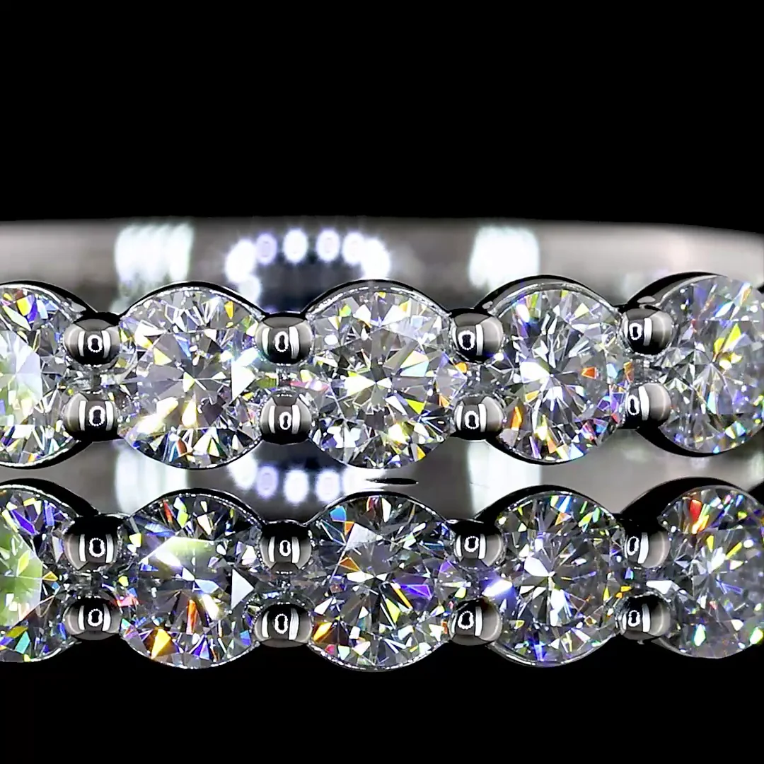 0.9 Cts Platinum Round Shape 3/4 Band Eternity Band - Image 3