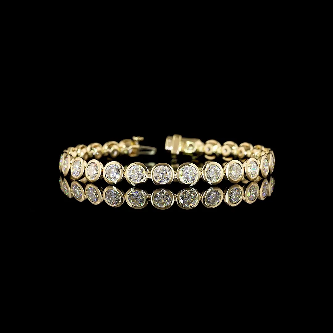 14.72 Cts 14k Yellow Gold Round Shape Tennis Bracelet - Video