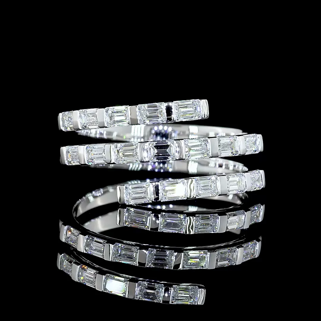 0.96 Cts 14k White Gold Emerald Shape Special Eternity Band - Video