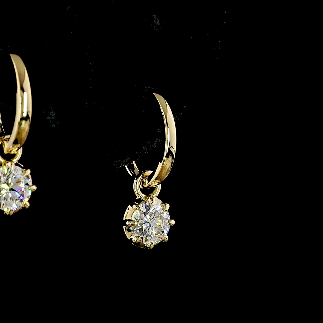 0.98 Cts 14k Yellow Gold Round Shape Hanging Earring - Image 4