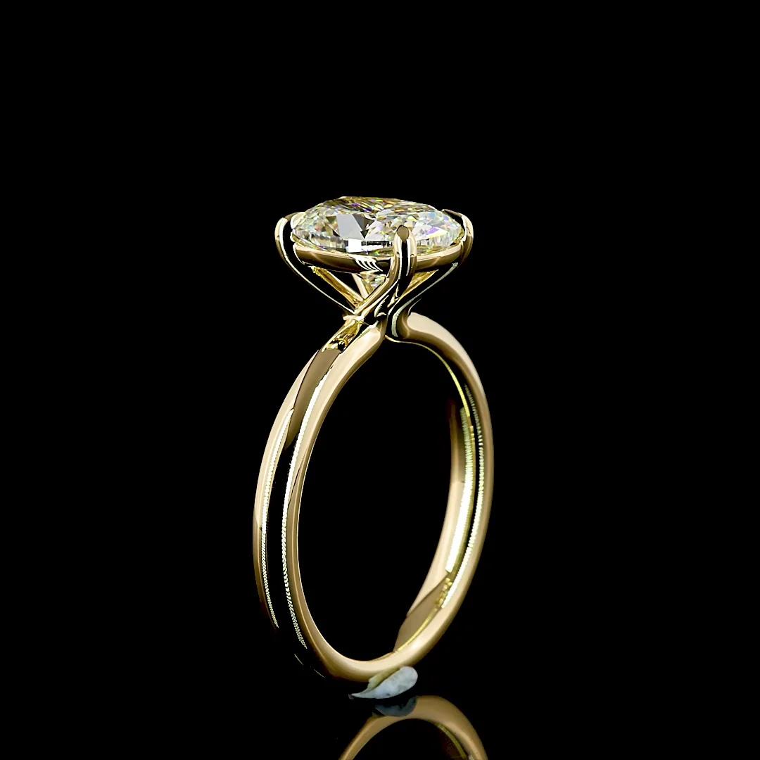 2.05 Cts 14k Yellow Gold Cushion Brilliant Shape Solitaire Ring - Image 4