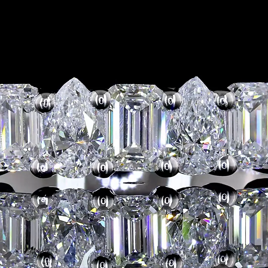 0.91 Cts 14k White Gold Mix Shape 3/4 Band Eternity Band - Image 3