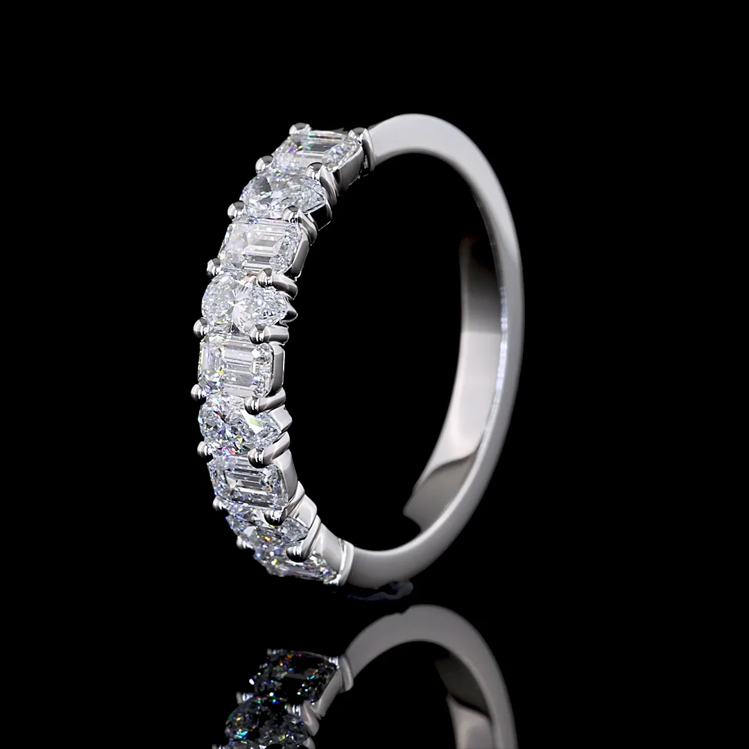 0.91 Cts 14k White Gold Mix Shape 3/4 Band Eternity Band - Image 4