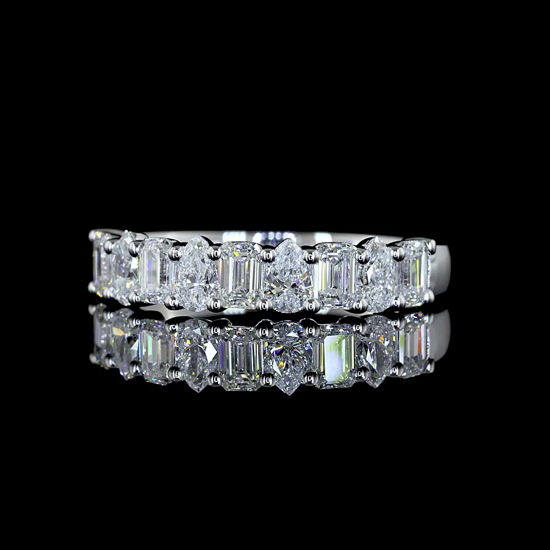 0.91 Cts 14k White Gold Mix Shape 3/4 Band Eternity Band - Video