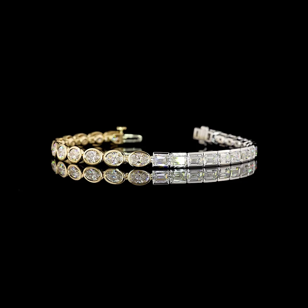 8.84 Cts 14k Two Tone Mix Shape Tennis Bracelet - Video