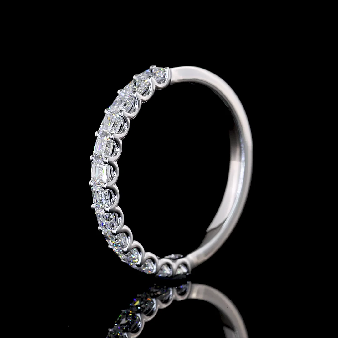 0.9 Cts 14k White Gold Asscher Shape Half Eternity Eternity Band - Image 4