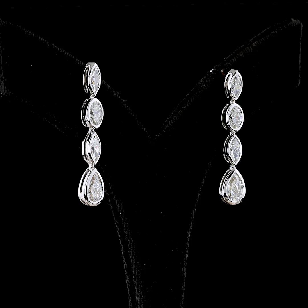 3.32 Cts 14k White Gold Mix Shape Hanging Earring - Image 2