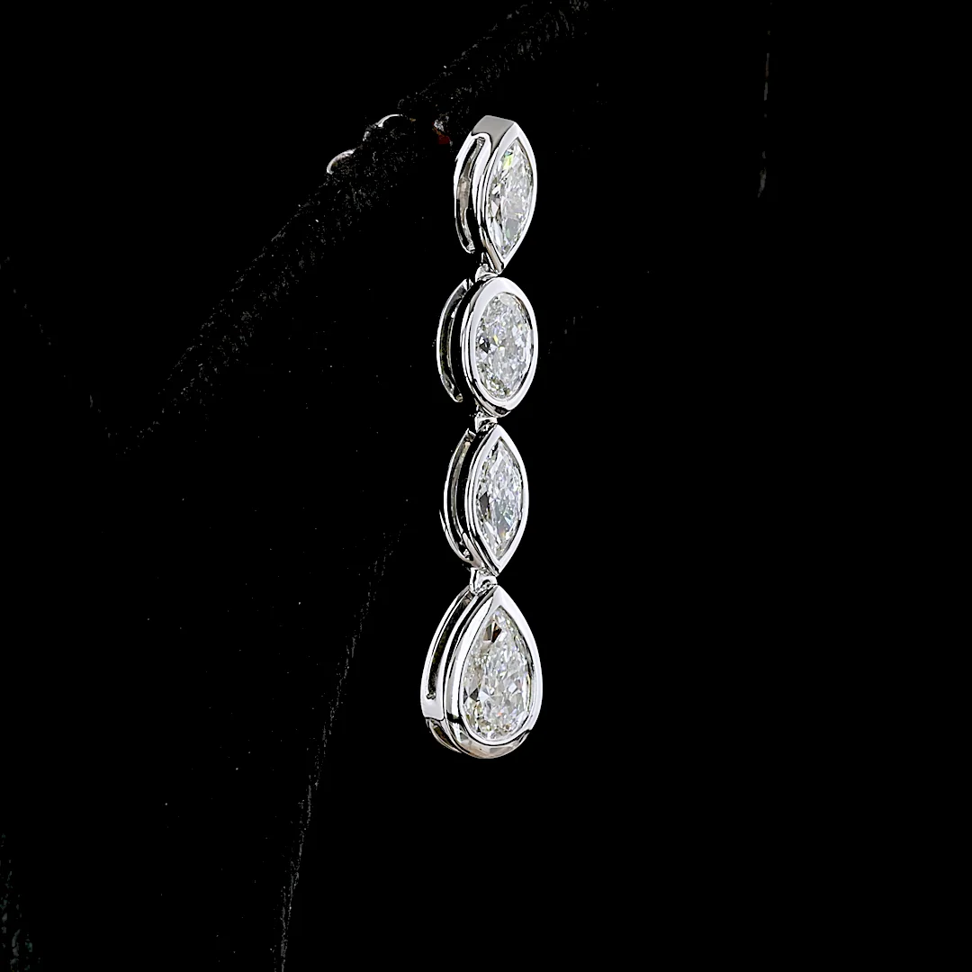 3.32 Cts 14k White Gold Mix Shape Hanging Earring - Image 4