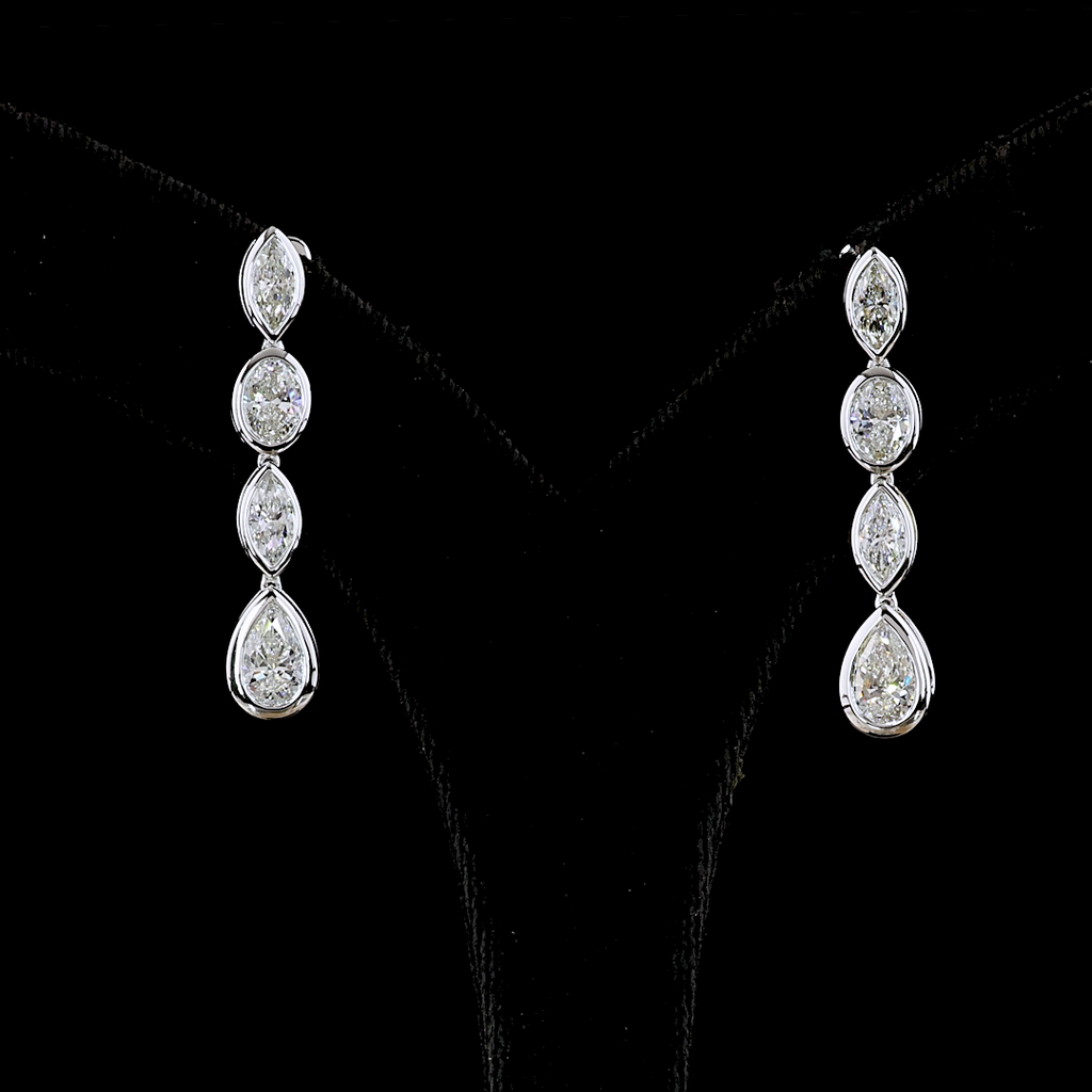 3.32 Cts 14k White Gold Mix Shape Hanging Earring - Video