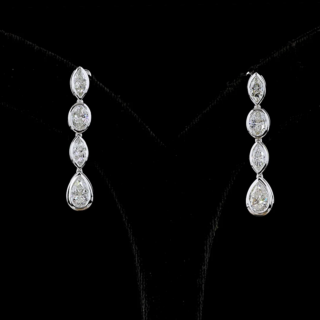 3.32 Cts 14k White Gold Mix Shape Hanging Earring - Video
