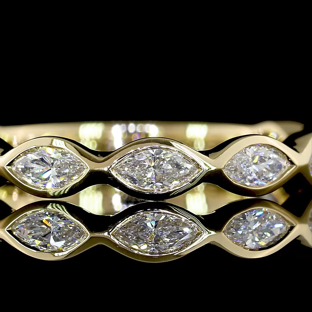 0.69 Cts 14k Yellow Gold Marquise Shape 3/4 Band Eternity Band - Image 3