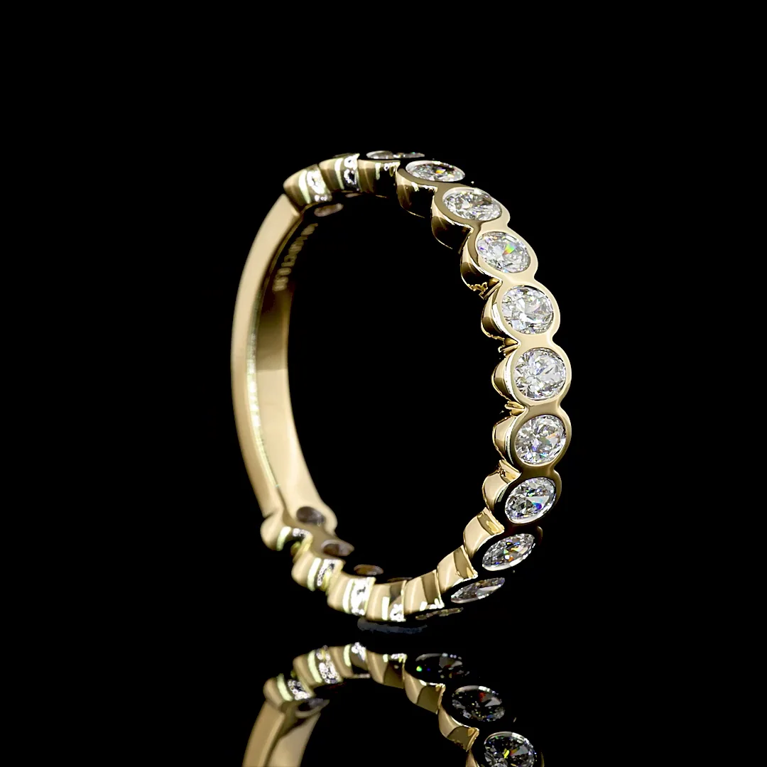 0.98 Cts 14k Yellow Gold Oval Shape 3/4 Band Eternity Band - Image 2