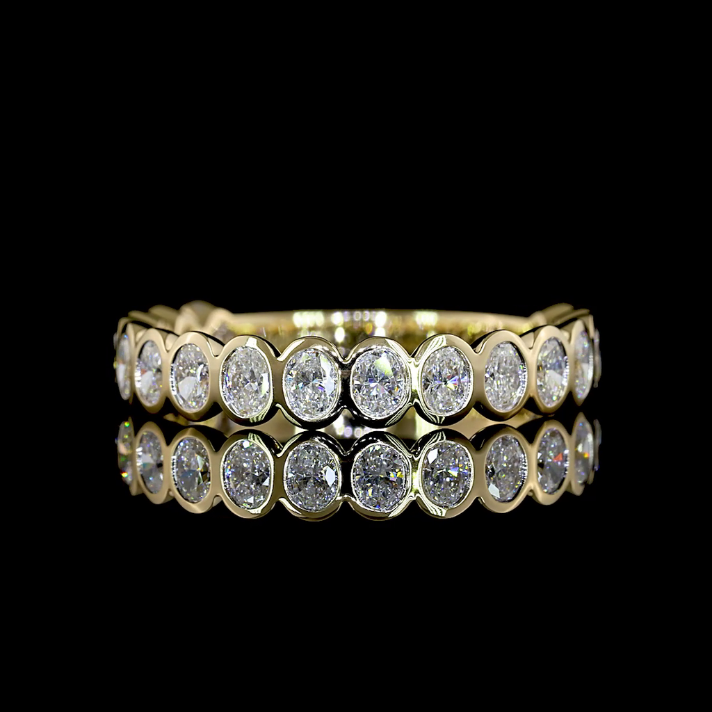 0.98 Cts 14k Yellow Gold Oval Shape 3/4 Band Eternity Band - Video