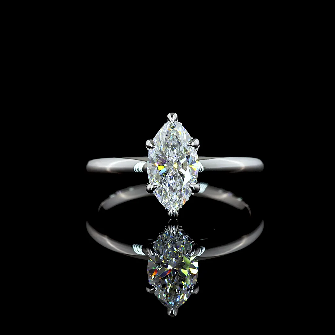 1.13 Cts 14k White Gold Marquise Shape Hidden Halo Ring - Video