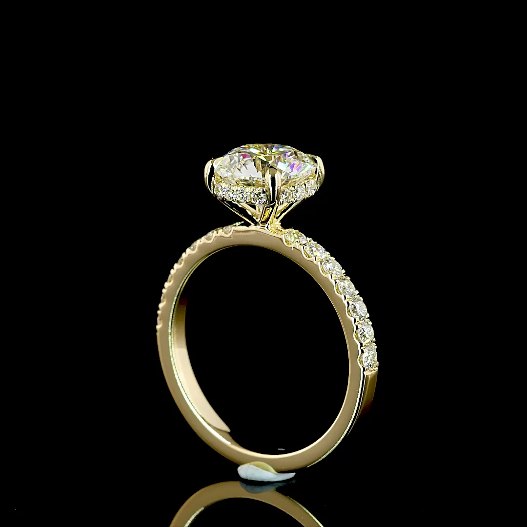 2.49 Cts 14k Yellow Gold Round Shape Hidden Halo Ring - Image 2